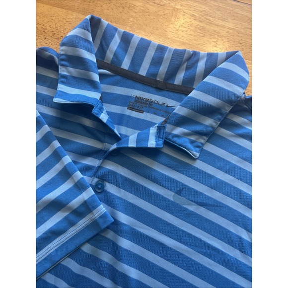 Nike Golf Dri-Fit‎ Performance Polo Royal Blue Striped Polo Shirt Men's Size 2XL - Picture 1 of 10